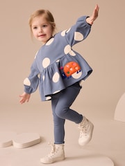 Navy Ladybird Long Sleeve Peplum Top and Leggings Set (3mths-7yrs) - Image 1 of 4