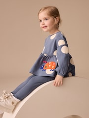 Navy Ladybird Long Sleeve Peplum Top and Leggings Set (3mths-7yrs) - Image 2 of 4