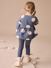 Navy Ladybird Long Sleeve Peplum Top and Leggings Set (3mths-7yrs) - Image 3 of 4