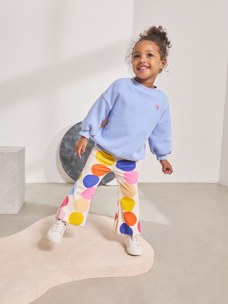 Blue Rainbow Spot Long Sleeve Top and Flare Set (3mths-7yrs) - Image 1 of 4