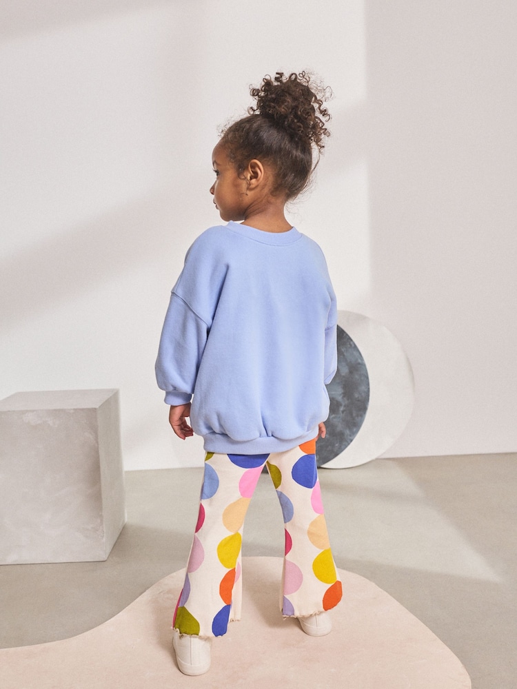 Blue Rainbow Spot Long Sleeve Top and Flare Set (3mths-7yrs) - Image 2 of 4