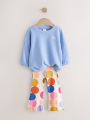 Blue Rainbow Spot Long Sleeve Top and Flare Set (3mths-7yrs) - Image 6 of 11