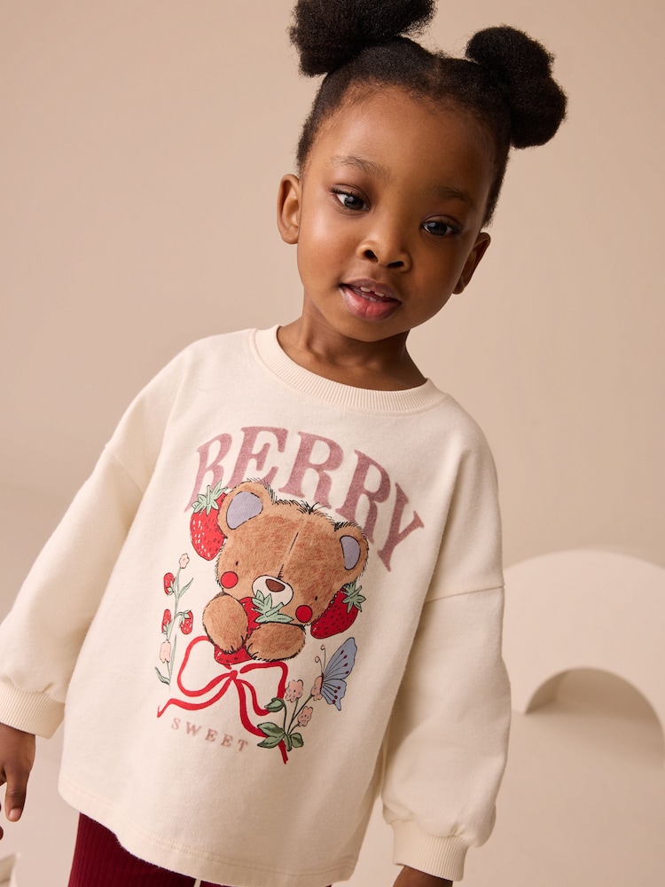 Berry Red Bear Character Long Sleeve Top and Flare Set (3mths-7yrs) - Image 2 of 7 Berry Red Bear Character Long Sleeve Top and Flare Set (3mths-7yrs) - Image 2 of 7