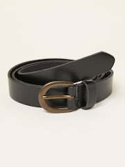 FatFace Black Heart Stud Detail Leather Belt - Image 1 of 2