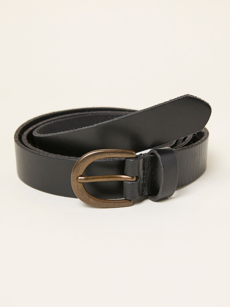 FatFace Black Heart Stud Detail Leather Belt - Image 1 of 2