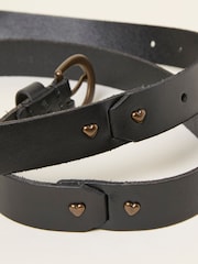 FatFace Black Heart Stud Detail Leather Belt - Image 2 of 2