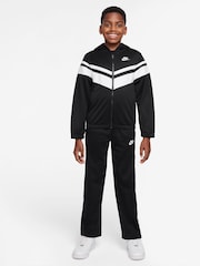 Nike Black DriFIT mixed Material Chevron Tracksuit - Image 1 of 3