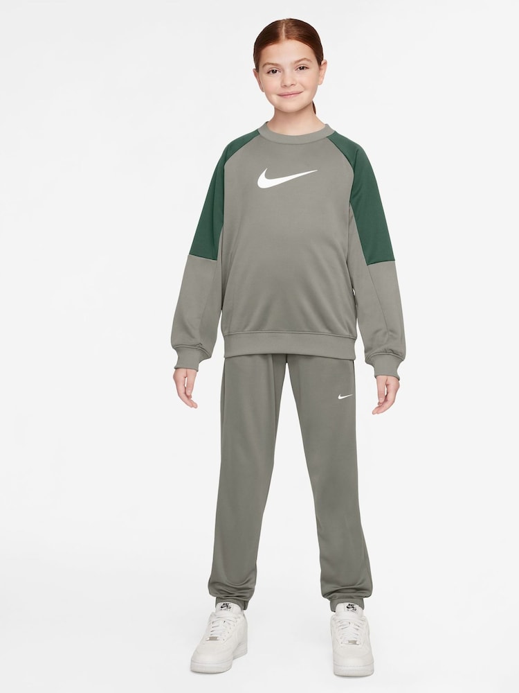 Nike Grey Dri-FIT Poly Crew Tracksuit - Image 1 of 3 Nike Grey Dri-FIT Poly Crew Tracksuit - Image 1 of 3