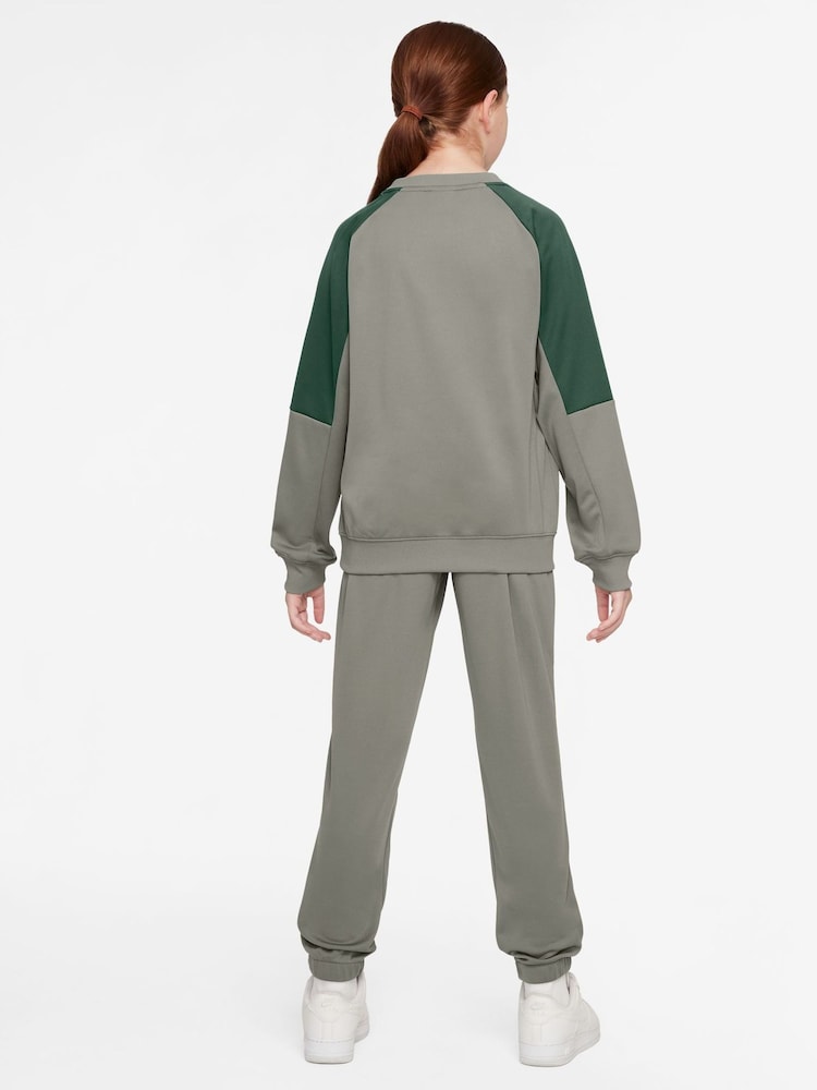 Nike Grey Dri-FIT Poly Crew Tracksuit - Image 2 of 3 Nike Grey Dri-FIT Poly Crew Tracksuit - Image 2 of 3