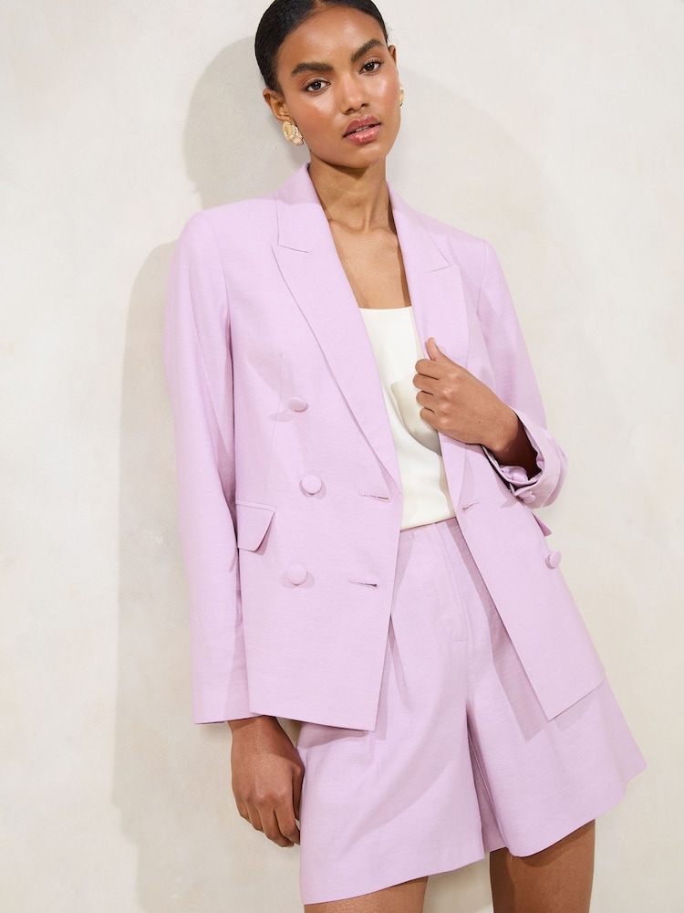 Lipsy Lilac Double Breasted Blazer - Image 1 of 4