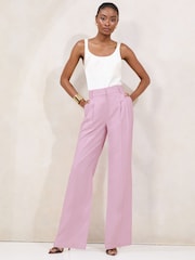 Lipsy Lilac Purple High Waisted Wide Leg Tailored Trousers - Image 3 of 5