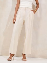 Lipsy Neutral High Waisted Wide Leg Tailored Trousers - Image 1 of 4