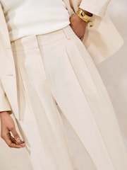 Lipsy Neutral High Waisted Wide Leg Tailored Trousers - Image 2 of 4