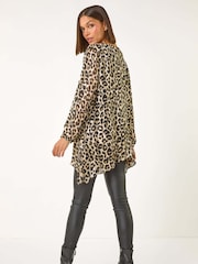 Roman Natural Animal Print Metallic Top - Image 3 of 5