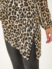 Roman Natural Animal Print Metallic Top - Image 5 of 5