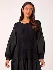 Roman Black 2 in 1 Yoke Knitted Jumper - Image 1 of 5