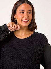 Roman Black 2 in 1 Yoke Knitted Jumper - Image 4 of 5