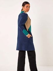 Roman Green Colourblock Button Collar Knit Cardigan - Image 3 of 5