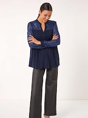 Blue - Roman Sequin Embellished Detail Blouse - Image 3 of 5