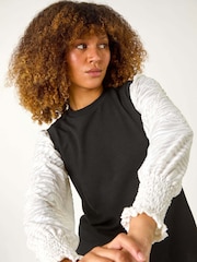 Roman Black 2-In-1 Animal Print Sleeve Top - Image 1 of 5