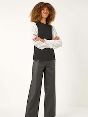 Roman Black 2-In-1 Animal Print Sleeve Top - Image 2 of 5