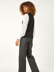 Roman Black 2-In-1 Animal Print Sleeve Top - Image 3 of 5