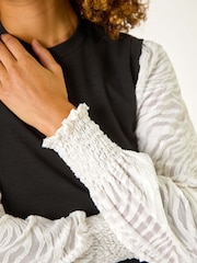 Roman Black 2-In-1 Animal Print Sleeve Top - Image 5 of 5