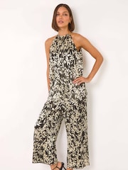 Roman Abstract Foil Print Plisse Jumpsuit - Imagen 2 de 5