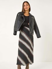 Roman Black Abstract Print A-line Midi Skirt - Image 2 of 5