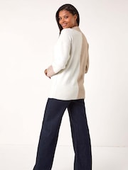 Roman White Contrast Colour Block Knit Jumper - Image 3 of 5