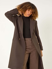 Roman Brown Belted Double Breasted Coat - Image 1 of 5