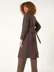 Roman Brown Belted Double Breasted Coat - Image 3 of 5
