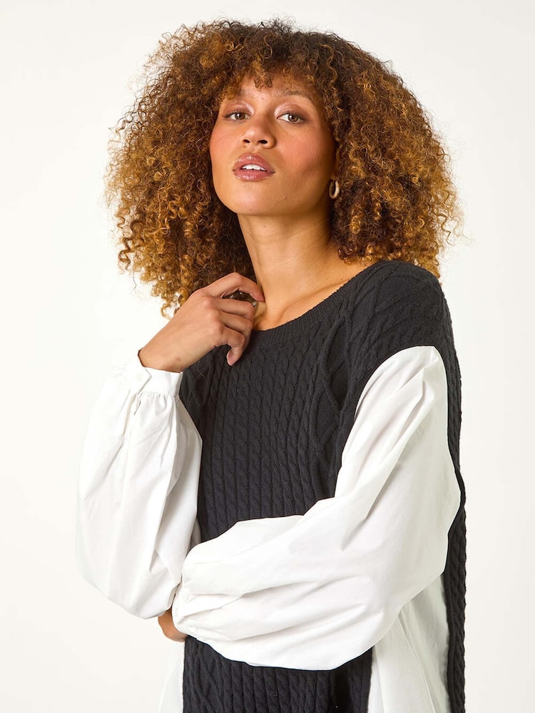 Roman White 2 in 1 Yoke Knitted Jumper - Image 1 of 5