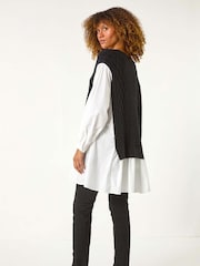 Roman White 2 in 1 Yoke Knitted Jumper - Image 3 of 5