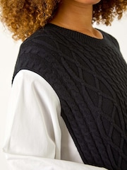Roman White 2 in 1 Yoke Knitted Jumper - Image 5 of 5
