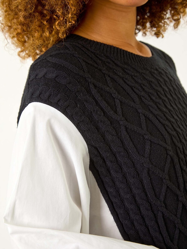 Roman White 2 in 1 Yoke Knitted Jumper - Image 5 of 5