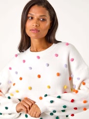 Roman White Bobble Detail Knit Jumper - Image 1 of 5