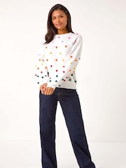 Roman White Bobble Detail Knit Jumper - Image 3 of 5