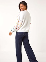 Roman White Bobble Detail Knit Jumper - Image 4 of 5