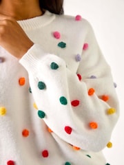 Roman White Bobble Detail Knit Jumper - Image 5 of 5