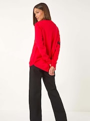 Roman Red Bow Sequin Detail Knit Jumper - Image 3 of 5