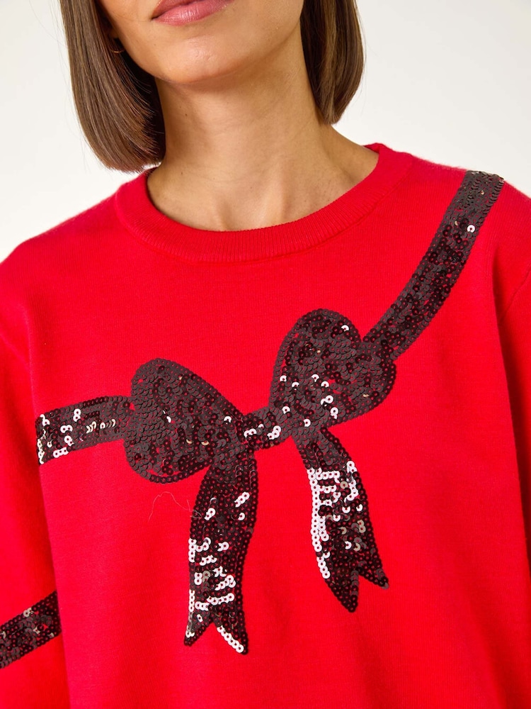 Roman Red Bow Sequin Detail Knit Jumper - Image 5 of 5