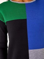 Roman Blue Colour Block Ribbed Knit Dress - Image 5 of 5