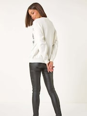 Roman White Bow Sequin Detail Knit Jumper - Image 3 of 5