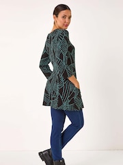 Roman Green Abstract Print Pocket Detail Tunic - Image 2 of 5
