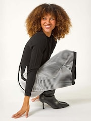 Roman Black Contrast Pattern Knitted Dress - Image 1 of 5