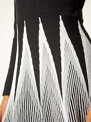 Roman Black Contrast Pattern Knitted Dress - Image 5 of 5