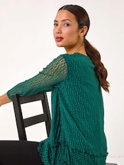 Roman Green Burnout Spot Print Asymmetric Top - Image 2 of 5