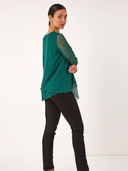 Roman Green Burnout Spot Print Asymmetric Top - Image 3 of 5