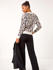 Roman White Amour Animal Print Knit Jumper - Image 2 of 5